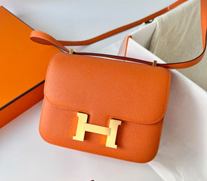 爱马仕Hermes Constance 19cm Epsom Ck93橙色包